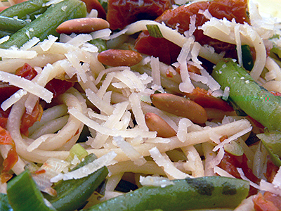 Spaghetti mit Chili-Brechbohnen